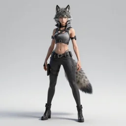 full body of a wolf lady, trending by artstation, octam render