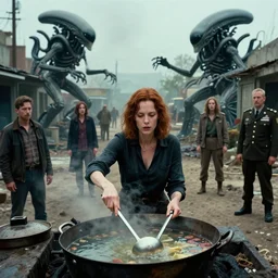 she makes the deep boil. dark fantasy. frightened casually - dressed citizens in a dirty seaside town. a globster. grappling!!! hybridizing! alien - robot invasion. color! cinematic still from 2 0 1 1 hollywood action!! scifi! blockbuster. alien military vehicles and weapons. dana scully with fox mulder ( in military uniforms ).