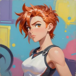 greg manchess portrait painting of syfa velnumdes evergarden as overwatch character, bright copper hair, medium shot, asymmetrical, profile picture, organic painting, sunny day, matte painting, bold shapes, hard edges, street art, trending on artstation, by huang guangjian, gil elvgren, ruan jia, greg rutkowski, gaston bussiere