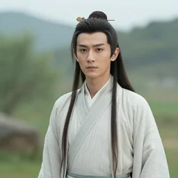 a portrait of a character in a scenic environment by feng zhu