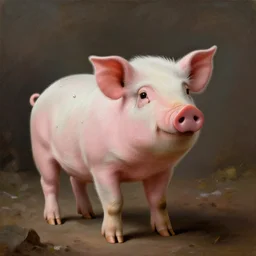 cute little pink pig with pearl earrings, high definition, oil painting, digital, by mauritshuis