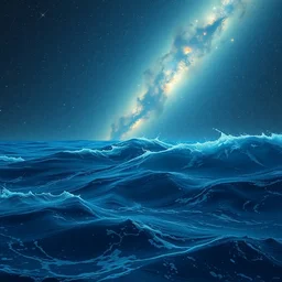 if the ocean was made of outer space, galaxies, hyper realistic, detailed, 4 k