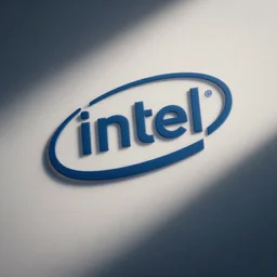 a blurry intel logo rotated slightly
