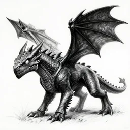 highly detailed night fury, black and white, sketch