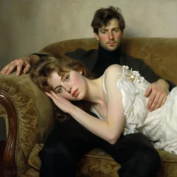 an initimate portrait of Brooke Sheilds laying on a couch by the artist John Sargent