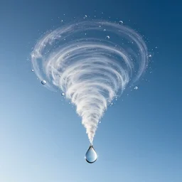 beautiful picture of a perfect blue sky in high altitude, many big drops of water floating quietly in a tornado shape, hot and sunny highly-detailed, elegant, dramatic lighting, artstation, 4k, cinematic landscape, photograph by National Geographic