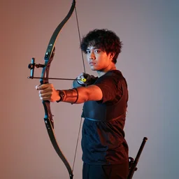 archer as a real person, studio portrait, funky lighting