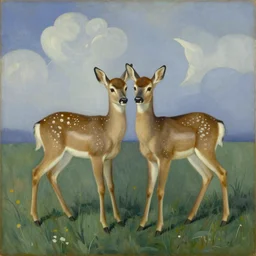 Georgia O'Keefe painting of two fawns