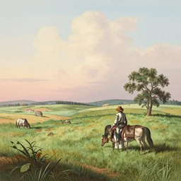 a mid-nineteenth century colorful engraving of a prairie by Alexander Brook and Béla Iványi-Grünwald