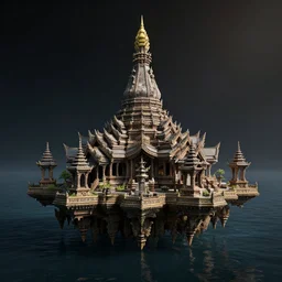 floating water temple inside a void, kelly freas, unreal engine, high contrast