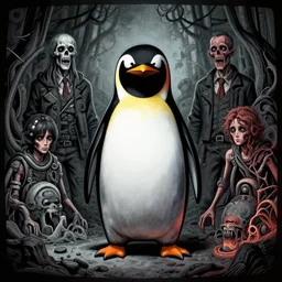 cyber penguin in fallout 4, horror scene, artgerm, rutkowski, tooth wu, beeple, and intricate
