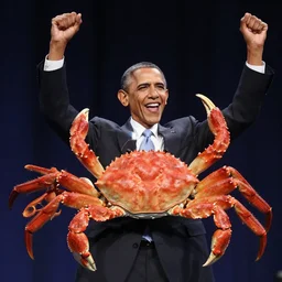 obama as a crab, raving