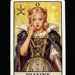 rose of blackpink, queen, tarot card, highly detailed, digital painting, smooth, sharp focus, illustration, ultra realistic, unreal engine, 8 k, art by simon bisley and greg rutkowski and alphonse mucha