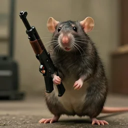 film still of an anthropomorphic rat ( ( ( ( gangster ) ) ) ) holding an uzi in the new action movie