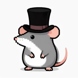 emoji of a rat in a top hat, pixel art, high quality, clean, minimalism