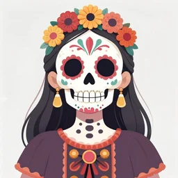 illustration of a sugar skull day of the dead girl, art by mingchen shen