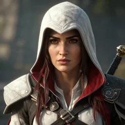 megan fox in the assassin creed valhalla, gameplay screenshot, close up, 3 d rendering. unreal engine. amazing likeness. very detailed.