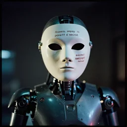 to throw away this mask ( secret secret i've got a secret ),, cybertronic robot, cinematic, volumetric lighting, f 8 apeture, eastman 5 3 8 4 film,