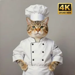 painting of a cat fully dressed as a chef, proudly posing for a portrait. extremely detailed. beautiful. 4 k. award - winning.