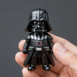hand holding a tiny darth vader'