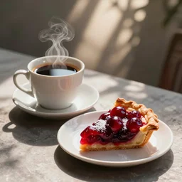 inherent symbolism of a black coffee and a cherry pie