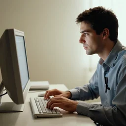 2 0 0 3 photograph of a man using a computer