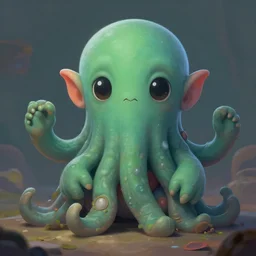 cute little anthropomorphic cthulhu cute and adorable, pretty, beautiful, dnd character art portrait, matte fantasy painting, deviantart artstation, by jason felix by steve argyle by tyler jacobson by peter mohrbacher, cinema