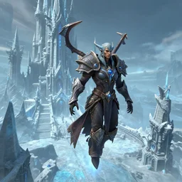 Sindragosa, flying above icecrown citadel in the style of world of Warcraft, unreal engine 5