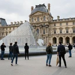 rioters destroying art inside the louvre