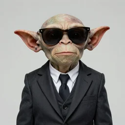 award - winning photograph of super stylish and cool gollum wearing dark shades and wearing a handsome suit
