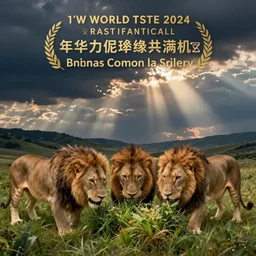 a world with happy animals and lions eating grass
