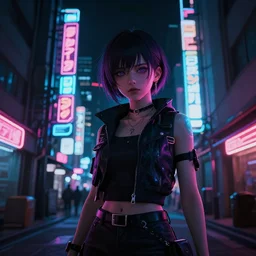 japan cyber punk, night vibes, neon lit, cinematic lighting, octane render, 4 k, dark