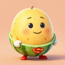melon as a super hero, digital art