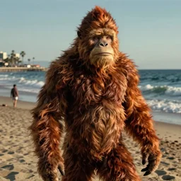 cinematography portrait of Bigfoot on the beach in Santa Monica by Emmanuel Lubezki