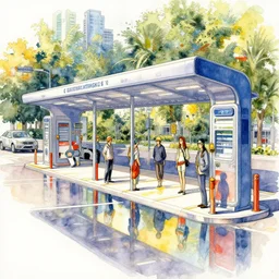 a beautiful insanely intricate watercolor illustration of modern parking station, reflexions, colorfull, by william turner art, by greg rutkowski, by james jean, by rossdraws, by frank franzzeta, by sakimichan, by edmund dulac, trending on artstation, insanely detailed, masterpiece,