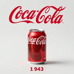 an advertisement for coca cola, a can of coke on a blank background, 1 9 4 3.
