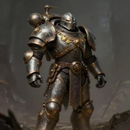 a medieval knight in power armour, steampunk, 4 0 k, space marine, concept art, medieval, fantasy, cinematic lighting, detailed digital matte painting in the style of simon stalenhag and bev dolittle zdzislaw beksinski, greg hildebrandt artstation