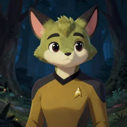 a portrait of a female tentacle monster in starfleet uniform at night in a dark forest. zootopia fursona furaffinity furry art detailed face painting by gaston bussiere craig mullins jc leyendecker gustav klimt artgerm greg rutkowski furry