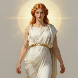 fully clothed cassandra the trojan prophetess, redgold hair, white peplos, greek mythology, william adolphe bouguereau, trending on artstation, character art, greek myth digital painting, concept art, smooth, sharp focus, illustration, art by artgerm and greg rutkowski, radiant light,