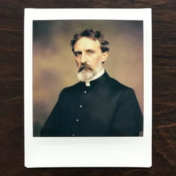 old polaroid of nikola tesla as a bishop, pictorialism