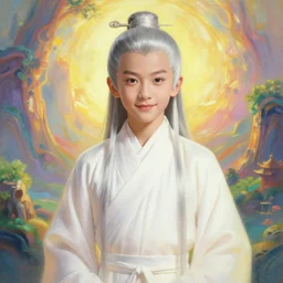 portrait painting of a 6 0 year old kind handsome taoist priest ， looks like jie lott ， silver ponytail hair, amiable by yangjun chen ，, nadar, bright colors, octopath traveler, unreal engine 5 highly rendered, global illumination, radiant light, detailed and intricate environment