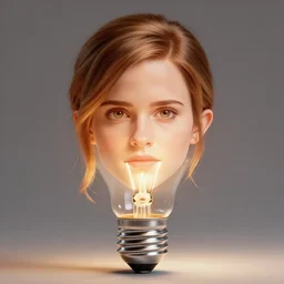 a lightbulb in the shape of emma watson's face, brightly lit, octane render, trending on artstation
