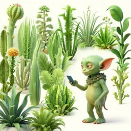 the goblin surveys her vast collection of strange plants