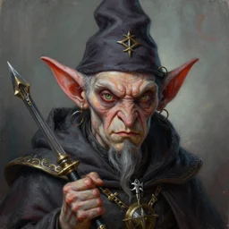 portrait painting of a goblin wizard, sharp focus, award - winning, trending on artstation, masterpiece, highly detailed, intricate. art by cristi balanescu