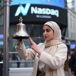 kurdish girl ringing the nasdaq bell