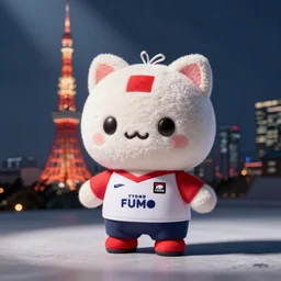 cute fumo plush mascot of a sporting goods company in Tokyo