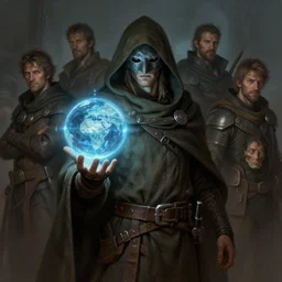 masked nomad male wearing a cloak and holding a holographic planet projection in his hand, detailed, sci - fi, digital painting, artstation, sharp focus, illustration, ominous, artgerm, tomasz alen kopera, peter mohrbacher, donato giancola, joseph christian leyendecker, wlop, frank frazetta