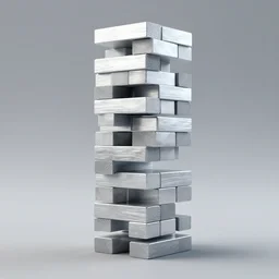 stacked jenga, various angles, contemporary art, simple, silver steel, trending on behance, keyshot 1 1