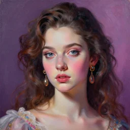 baroque vaporwave portrait painting, trending on art station, 4k UHD, 8k, painting illustration, high detail