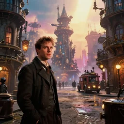 a film still from jean - pierre jeunet by james paick - a steampunk victorian city, vibrant, 5 0 mm lens, movie environment design, behance hd, dramatic lighting, cinematic, global illumination, deviant art, trending on artstation, bloom